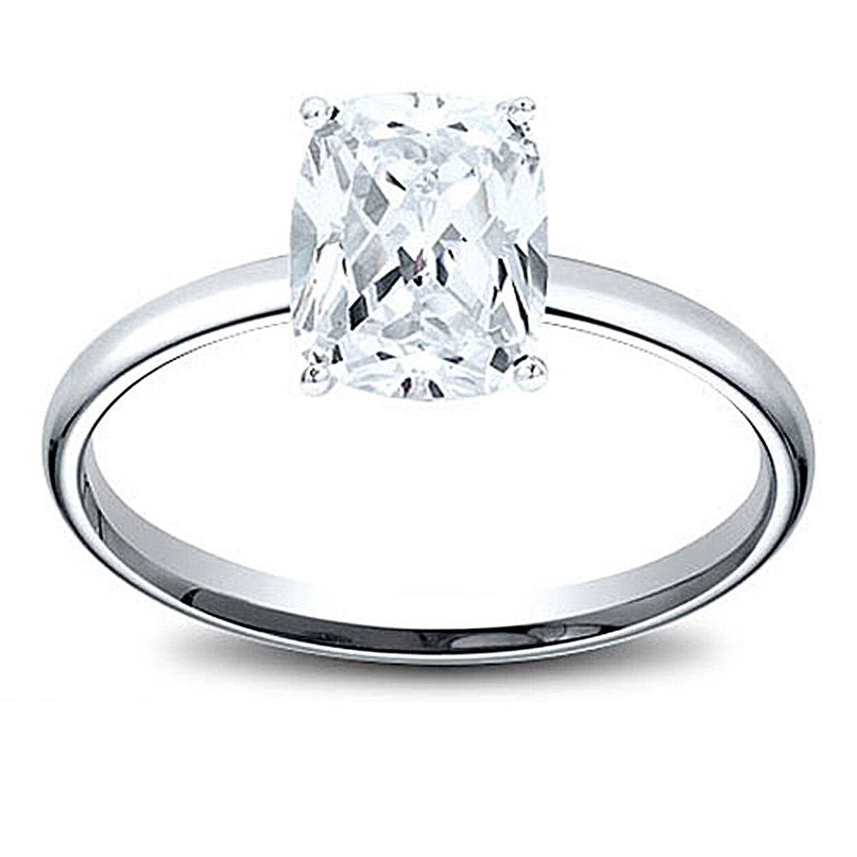 14K Gold 0.67 ct Cushion Cut Diamond Solitaire Engagement Ring F VS2